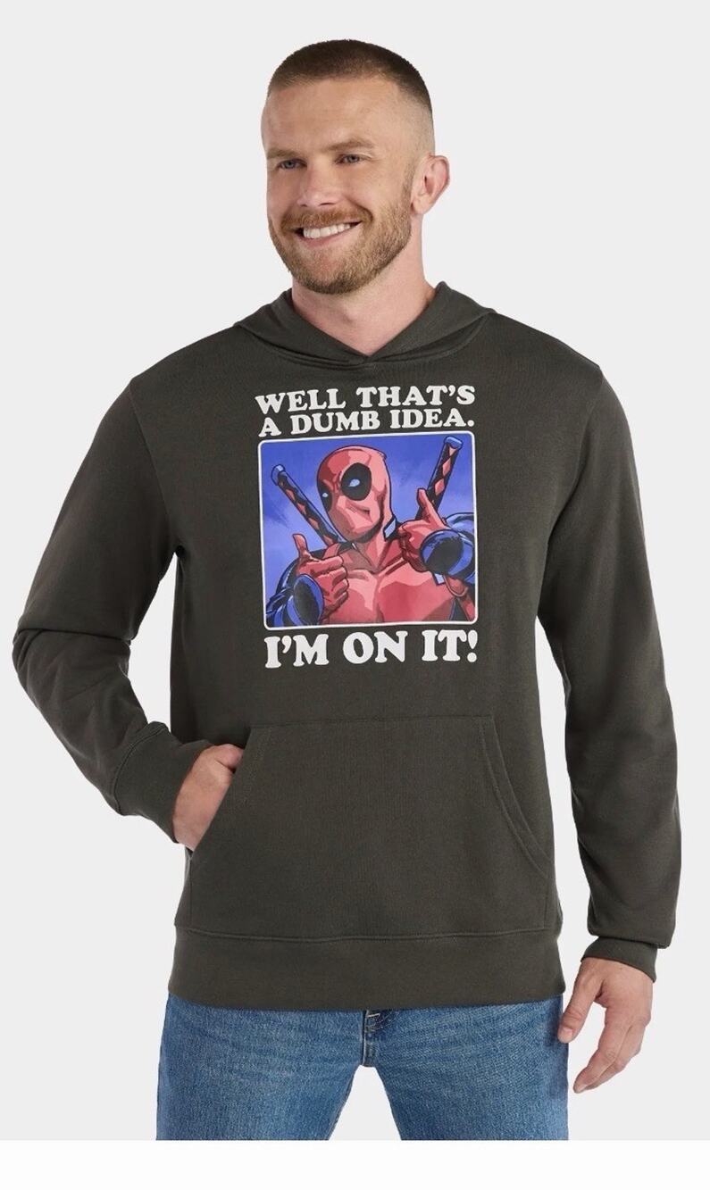 Marvel Deadpool Hoodie Charcoal Gray Men’s XS